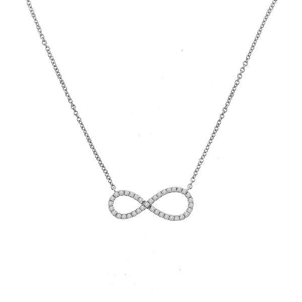 LADIES PENDANT WITH CHAIN 1/6 CT ROUND DIAMOND 10K WHITE GOLD
