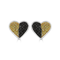 Thumbnail for LADIES EARRINGS 1/10 CT BLACK/CANARY ROUND DIAMOND SILVER