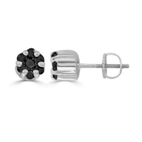 Thumbnail for LADIES EARRINGS 1/6 CT BLACK ROUND DIAMOND SILVER