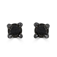 Thumbnail for LADIES EARRINGS 1/6 CT BLACK ROUND DIAMOND SILVER