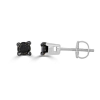 Thumbnail for LADIES EARRINGS 1/6 CT BLACK ROUND DIAMOND SILVER