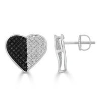Thumbnail for LADIES EARRINGS 1/4 CT BLACK/WHITE ROUND DIAMOND SILVER