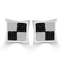 Thumbnail for LADIES EARRINGS 1/4 CT BLACK/WHITE ROUND DIAMOND SILVER