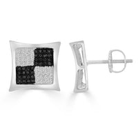 Thumbnail for LADIES EARRINGS 1/4 CT BLACK/WHITE ROUND DIAMOND SILVER