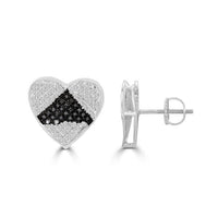 Thumbnail for LADIES EARRINGS 1/3 CT BLACK/WHITE ROUND DIAMOND SILVER