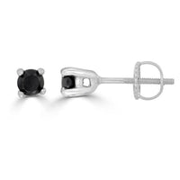 Thumbnail for LADIES EARRINGS 1/3 CT BLACK ROUND DIAMOND SILVER