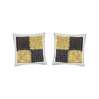 Thumbnail for LADIES EARRINGS 1/2 CT BLACK/CANARY ROUND DIAMOND SILVER