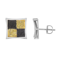 Thumbnail for LADIES EARRINGS 1/2 CT BLACK/CANARY ROUND DIAMOND SILVER