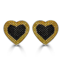 Thumbnail for LADIES EARRINGS 1/2 CT BLACK/CANARY ROUND DIAMOND SILVER