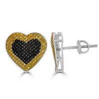 Thumbnail for LADIES EARRINGS 1/2 CT BLACK/CANARY ROUND DIAMOND SILVER