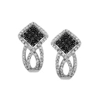 Thumbnail for LADIES EARRINGS 5/8 CT BLACK/WHITE ROUND DIAMOND SILVER