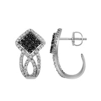 Thumbnail for LADIES EARRINGS 5/8 CT BLACK/WHITE ROUND DIAMOND SILVER
