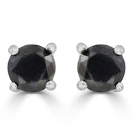 Thumbnail for LADIES EARRINGS 3/4 CT BLACK ROUND DIAMOND SILVER