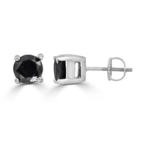 Thumbnail for LADIES EARRINGS 3/4 CT BLACK ROUND DIAMOND SILVER