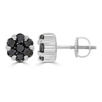 Thumbnail for LADIES EARRINGS 3/4 CT BLACK ROUND DIAMOND SILVER