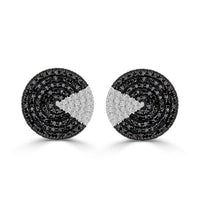 Thumbnail for LADIES EARRINGS 3/4 CT BLACK/WHITE ROUND DIAMOND SILVER