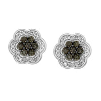 Thumbnail for LADIES EARRINGS 1/3 CT WHITE/CHOCOLATE ROUND DIAMOND 10K WHITE GOLD