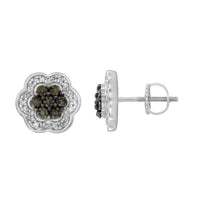 Thumbnail for LADIES EARRINGS 1/3 CT WHITE/CHOCOLATE ROUND DIAMOND 10K WHITE GOLD