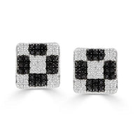 Thumbnail for LADIES EARRINGS 1 1/6 CT WHITE/BLACK ROUND DIAMOND 10K YELLOW GOLD