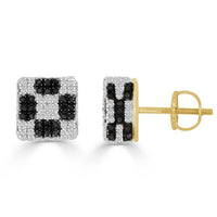 Thumbnail for LADIES EARRINGS 1 1/6 CT WHITE/BLACK ROUND DIAMOND 10K YELLOW GOLD