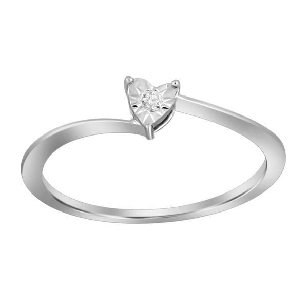 LADIES RING 0.01 CT ROUND DIAMOND SILVER