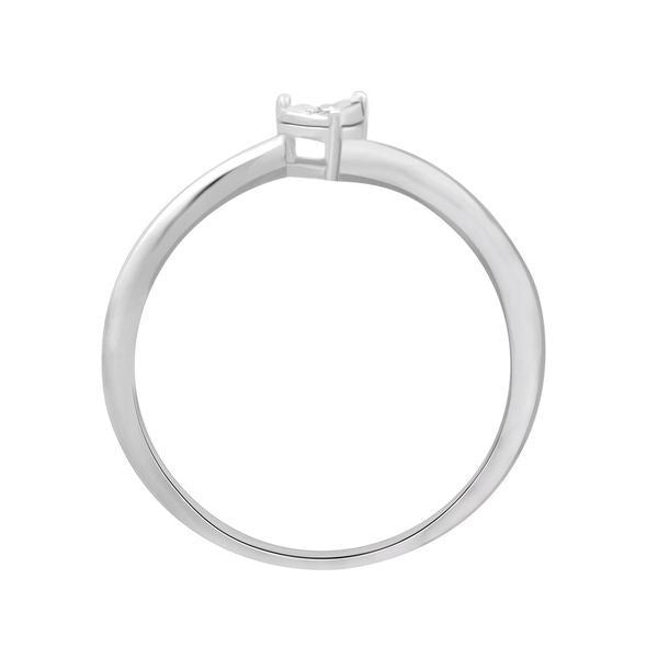 LADIES RING 0.01 CT ROUND DIAMOND SILVER