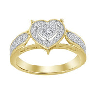 Thumbnail for LADIES HEART RING 1/5 CT ROUND DIAMOND 10K YELLOW GOLD