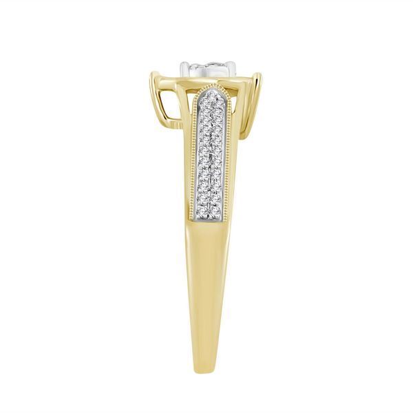 LADIES HEART RING 1/5 CT ROUND DIAMOND 10K YELLOW GOLD
