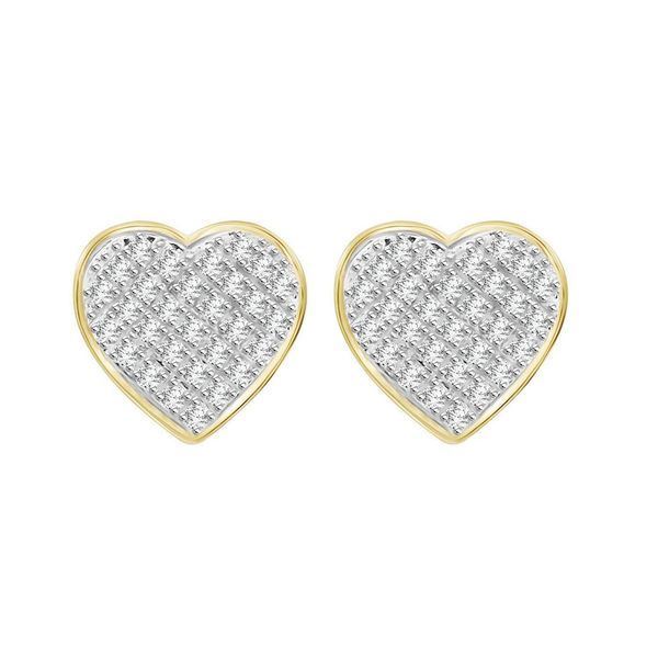MEN'S YUVA  EARRINGS 1/10 CT ROUND DIAMOND 10K YELLOW GOLD