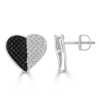 Thumbnail for LADIES EARRINGS 1/2 CT BLACK/WHITE ROUND DIAMOND SILVER