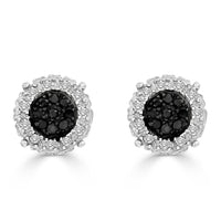 Thumbnail for LADIES EARRINGS 1/6 CT WHITE/BLACK ROUND DIAMOND SILVER