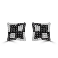 Thumbnail for LADIES EARRINGS 1 1/5 CT WHITE/BLACK ROUND DIAMOND SILVER
