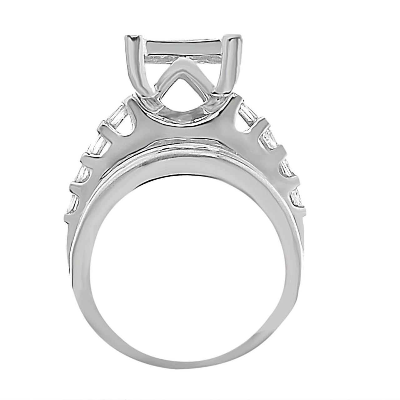 LADIES RING 3 CT ROUND/PRINCESS/BAGUETTE DIAMOND 10K WHITE GOLD