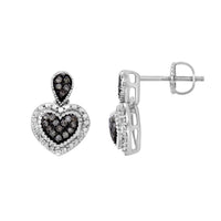 Thumbnail for LADIES EARRINGS 1/6 CT WHITE/CHOCOLATE ROUND DIAMOND SILVER