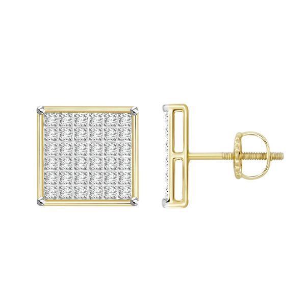 MEN'S EARRINGS 1/4 CT ROUND DIAMOND 10K YELLOW GOLD