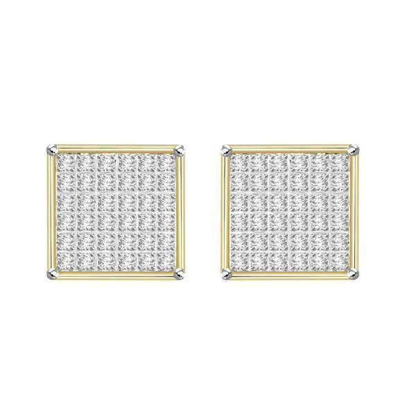 MEN'S EARRINGS 1/4 CT ROUND DIAMOND 10K YELLOW GOLD