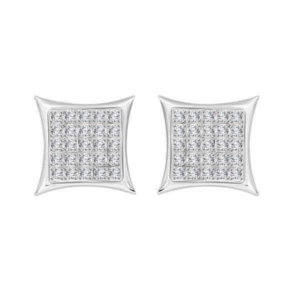 MEN'S EARRINGS 1/6 CT ROUND DIAMOND 10K WHITE GOLD