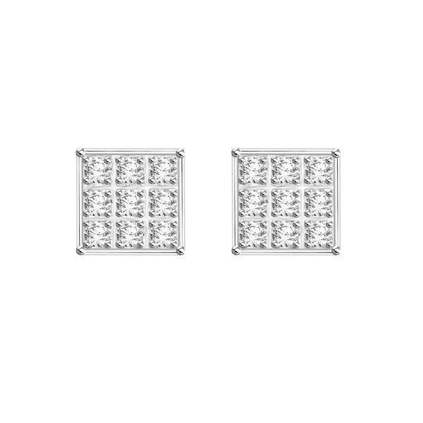 MEN'S YUVA EARRINGS 1/20 CT ROUND DIAMOND 10K WHITE GOLD
