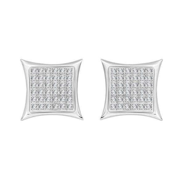 MEN'S EARRINGS 1/4 CT ROUND DIAMOND 10K WHITE GOLD