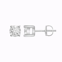 Thumbnail for LADIES EARRINGS 1/10 CT ROUND DIAMOND SILVER WHITE