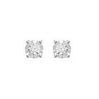 Thumbnail for LADIES EARRINGS 1/10 CT ROUND DIAMOND SILVER WHITE