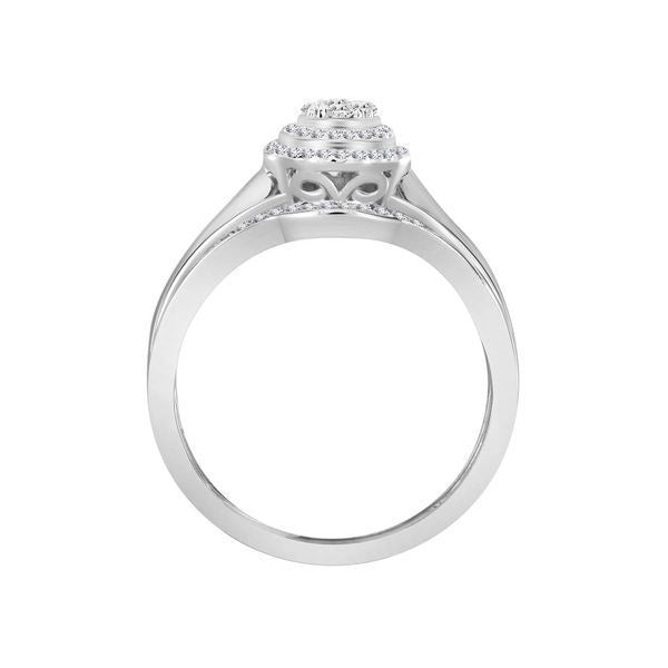 LADIES BRIDAL RING SET 1/3 CT ROUND DIAMOND 10K WHITE GOLD