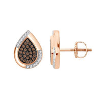 Thumbnail for LADIES EARRING 1/4 CT WHITE/CHOCOLATE ROUND DIAMOND 10K ROSE GOLD