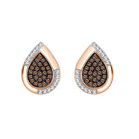 Thumbnail for LADIES EARRING 1/4 CT WHITE/CHOCOLATE ROUND DIAMOND 10K ROSE GOLD
