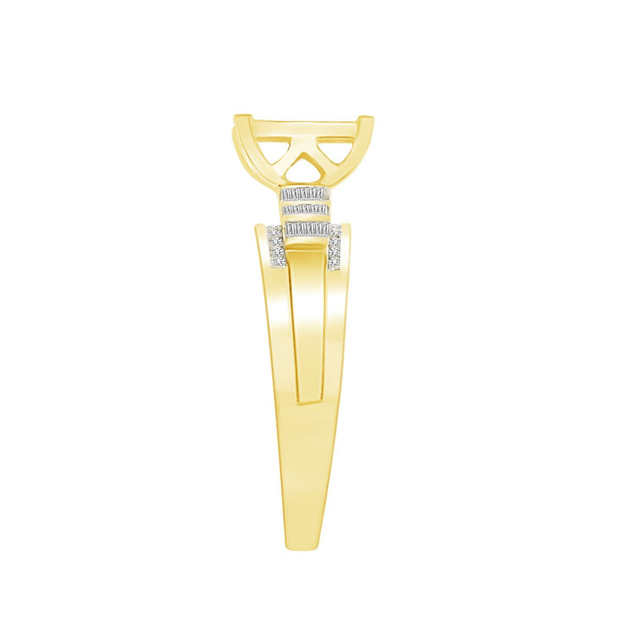 LADIES RING 1/2 CT ROUND/BAGUETTE DIAMOND 10K YELLOW GOLD