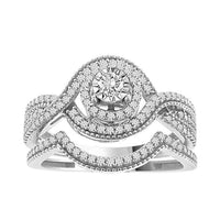 Thumbnail for LADIES BRIDAL RING SET 1/3 CT ROUND DIAMOND 10K WHITE GOLD