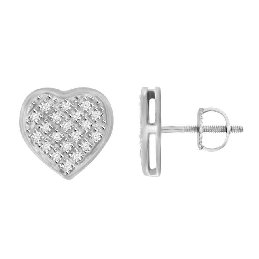 MEN'S EARRINGS 1/6 CT ROUND DIAMOND 10K WHITE GOLD