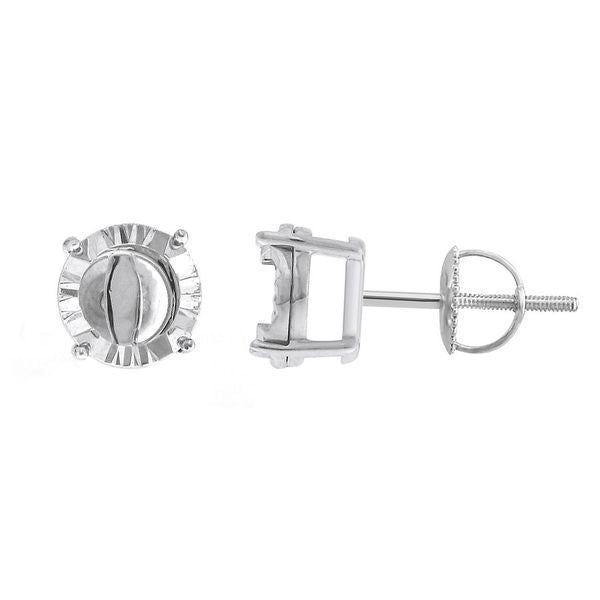 LADIES SEMI MOUNT EARRINGS 3/4 CT ROUND DIAMOND 10K WHITE GOLD