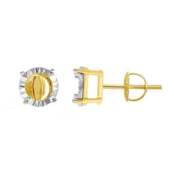 LADIES SEMI MOUNT EARRINGS 3/4 CT ROUND DIAMOND 10K YELLOW GOLD