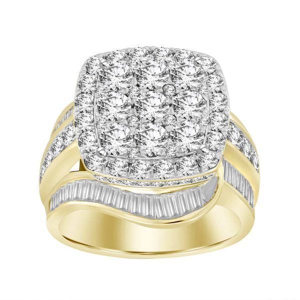 LADIES RING 4 CT ROUND/BAGUETTE DIAMOND 10K YELLOW GOLD